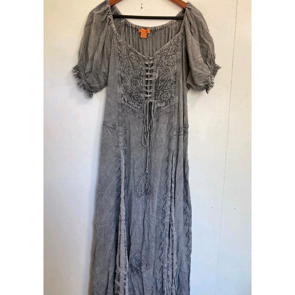 Sakkas Dress Womens 1X/2X Grey Renaissance Boho Festival Indie Moon Celestial